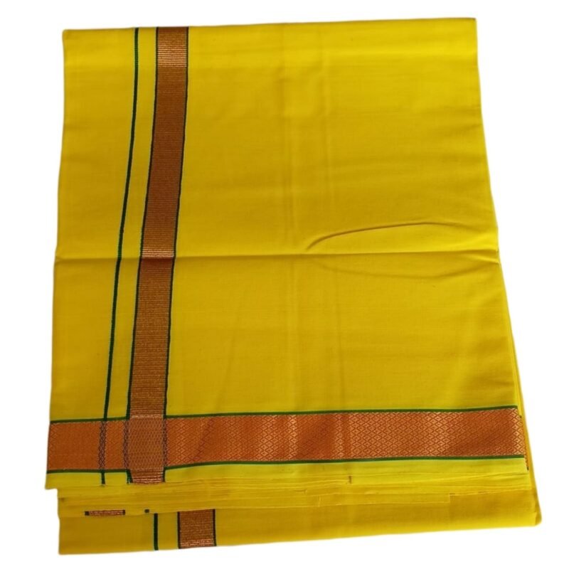 Yellow Cotton Lungi 2 Meters Unstitched Unfolded