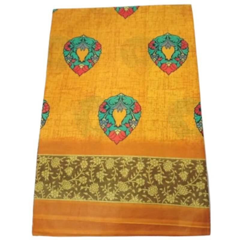 Mustard Yellow Cotton Saree Folded