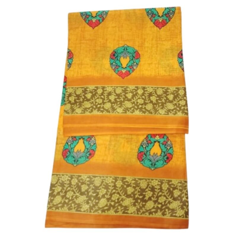 Mustard Yellow Cotton Saree Unfolded1