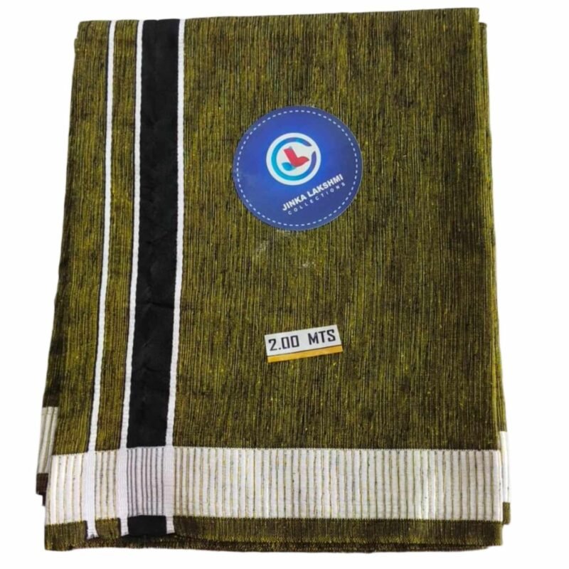 Men's Color Cotton Lungi 2 Meters with Border Unstitched Folded
