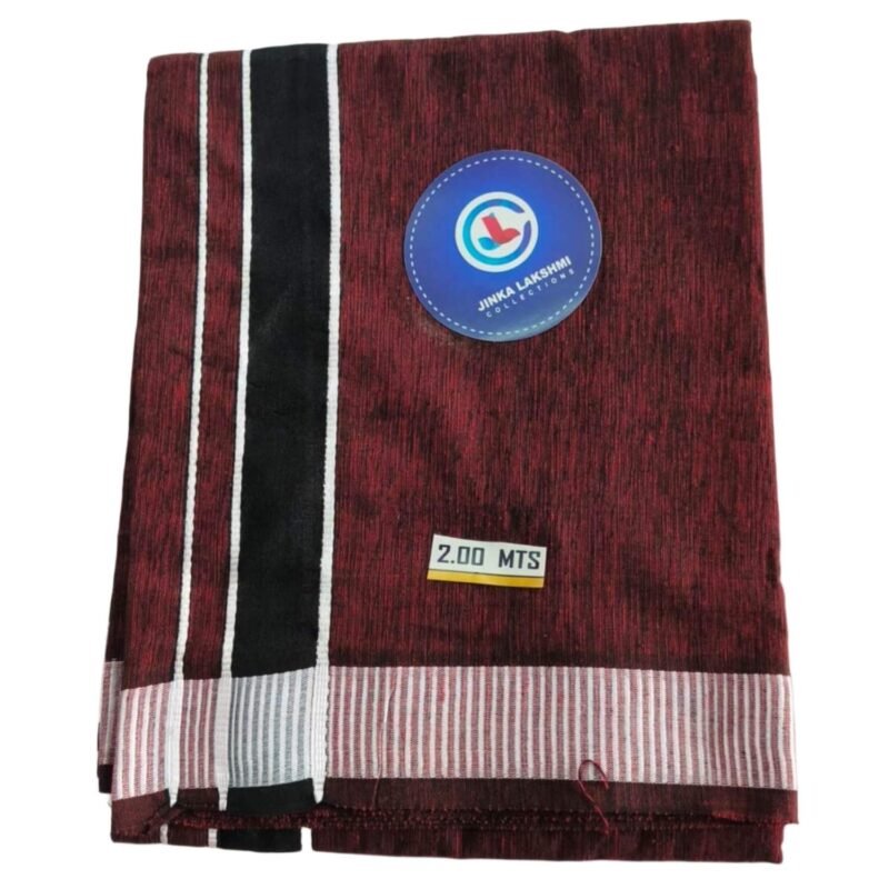 Color Cotton Lungi 2 Meters with Border Unstitched Folded