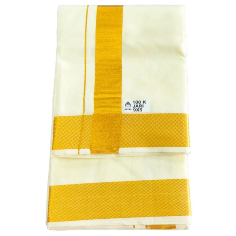 Cream Cotton Dhoti 9x5 Unstitched Unfolded