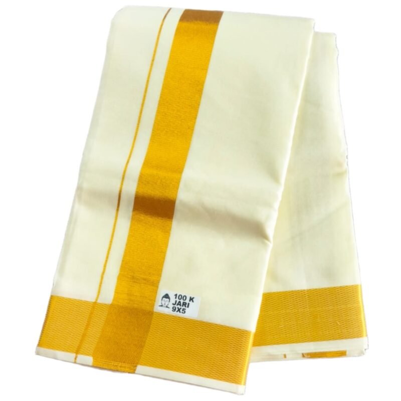Cream Cotton Dhoti 9x5 Unstitched Unfolded1