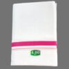 White Cotton Dhoti 4 Meters Unstitched with Color Border Folded