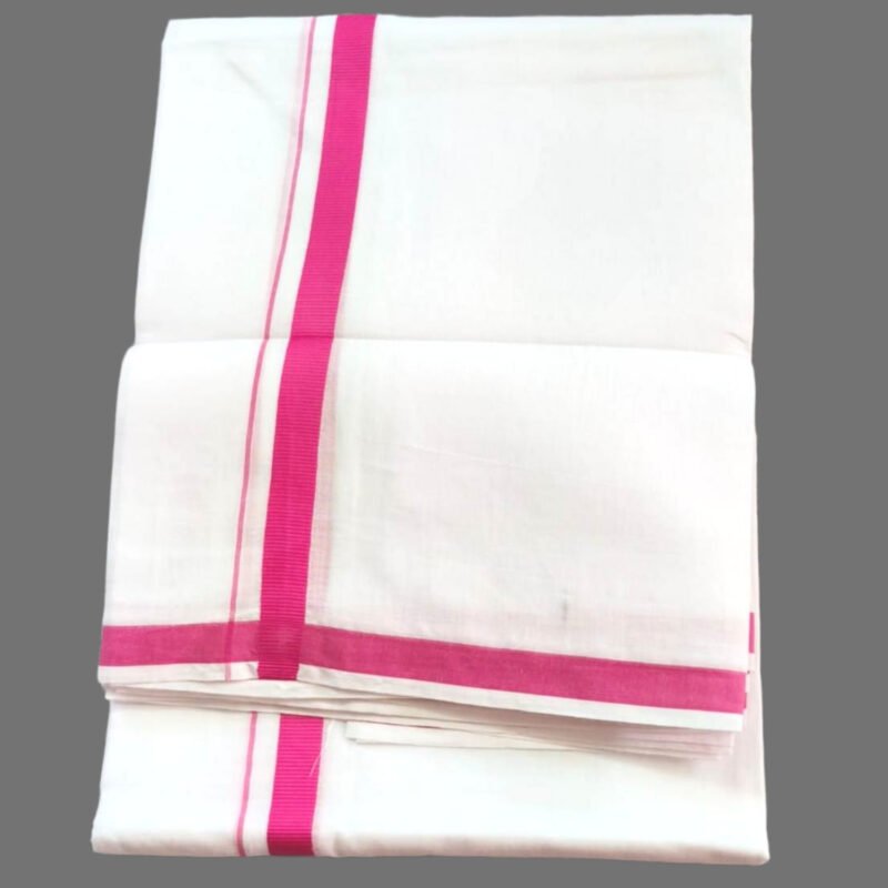 White Coton Dhoti 4 Meters Unstitched with Border Unfolded