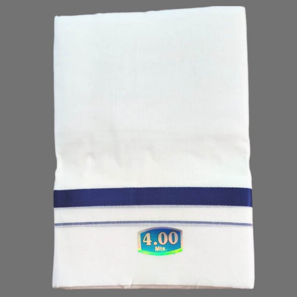 White Cotton Dhoti 4 Meters Unstitched with Border Folded