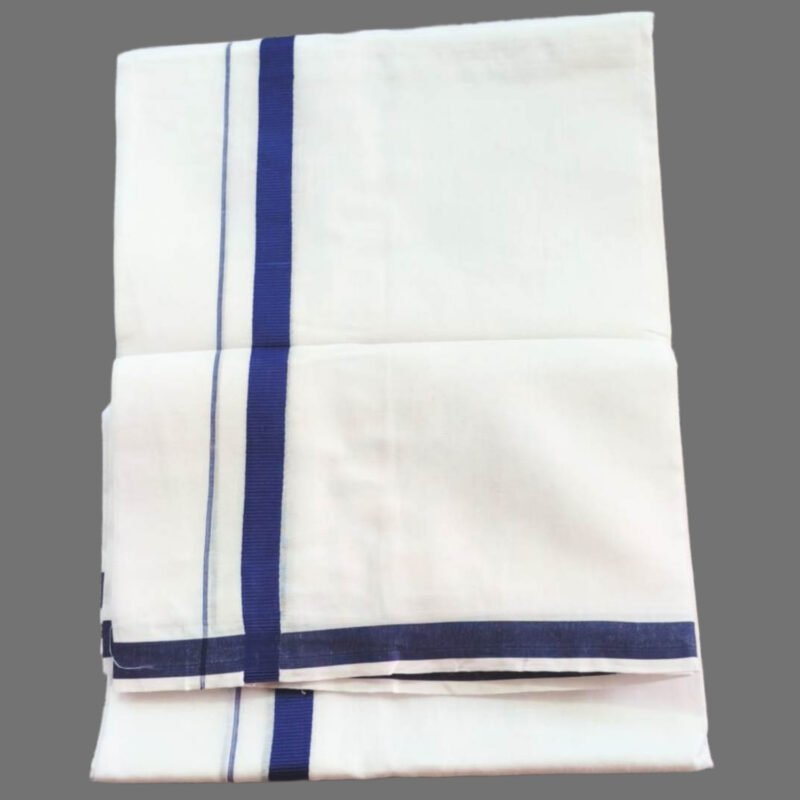 White Cotton Dhoti 4 Meters Unstitched with Border Unfolded