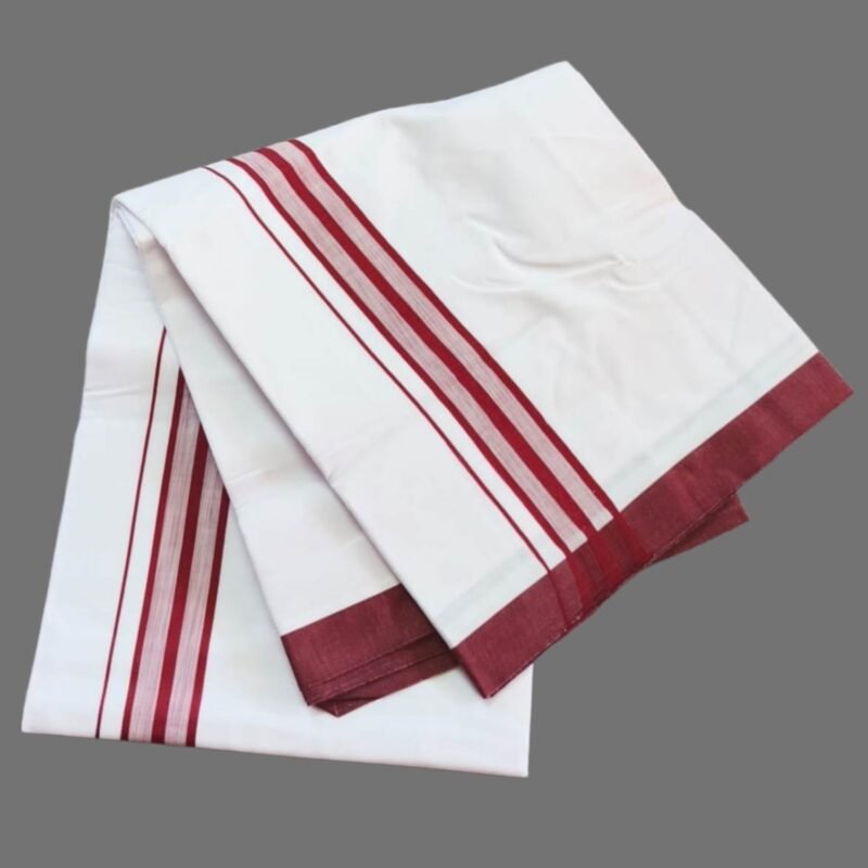 White Cotton Dhoti 4 Meters with Color Border Unstitched Unfolded1