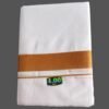 White Cotton Dhoti 4 Meters with Copper Border Unstitched Folded
