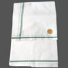 White Cotton Lungi 2 Meters with Design Border Unstitched Unfolded