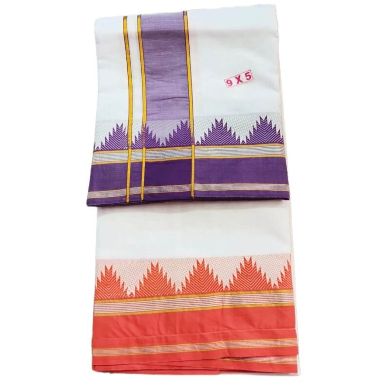 White Cotton dhoti 9x5 Unstitched Unfolded