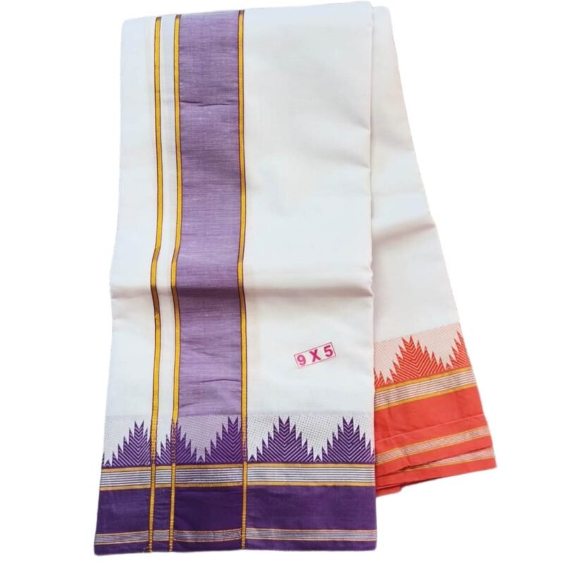 White Cotton dhoti 9x5 Unstitched Unfolded1