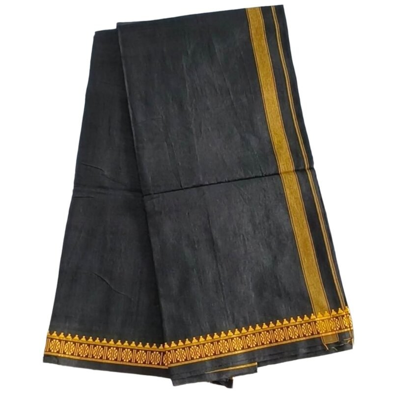 Black Cotton Blend Lungi 2 Meters Unstitched Unfolded