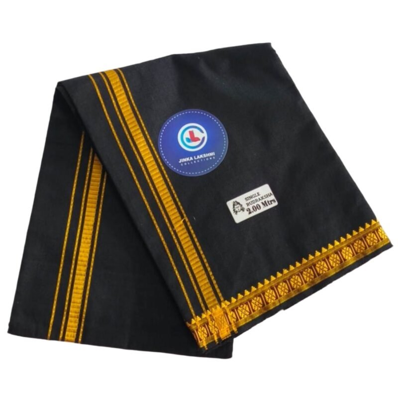 Black Cotton Blend Lungi 2 Meters Unstitched Unfolded1