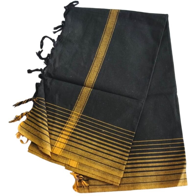 Black Cotton Long Bath Towel 36x72 Unfolded1