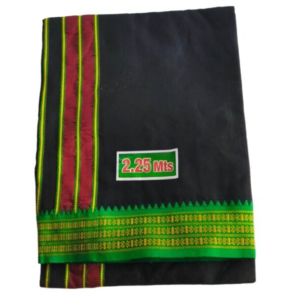 Black Cotton Lungi 2.25 Meters Unstitched Folded