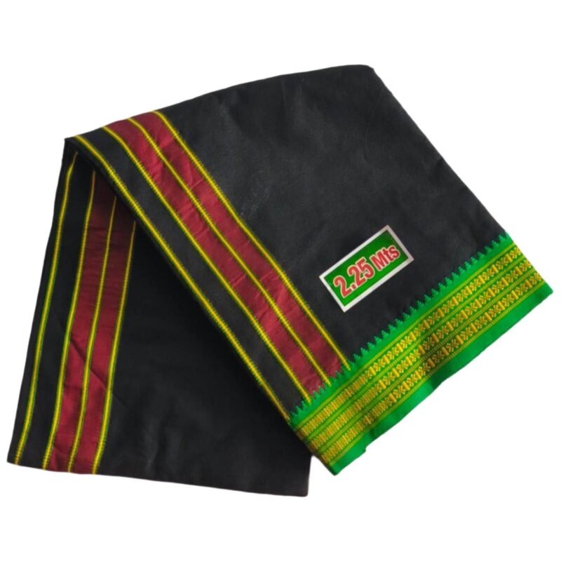 Black Cotton Lungi 2.25 Meters Unstitched Unfolded1