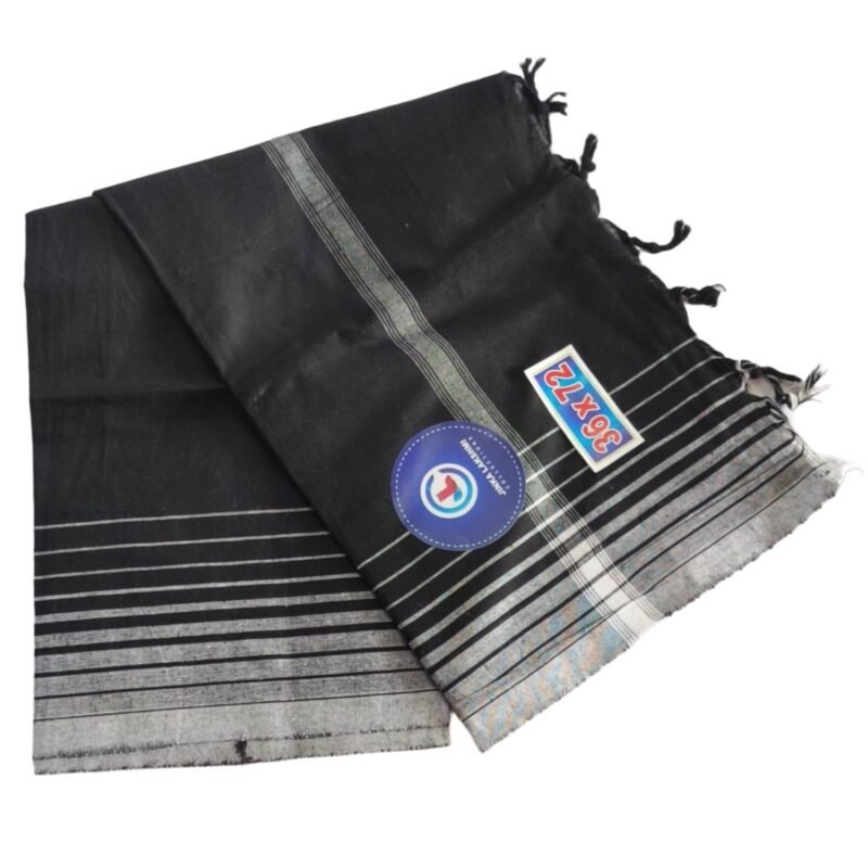 Black Soft Cotton Long Bath Towel 36x72 Unfolded