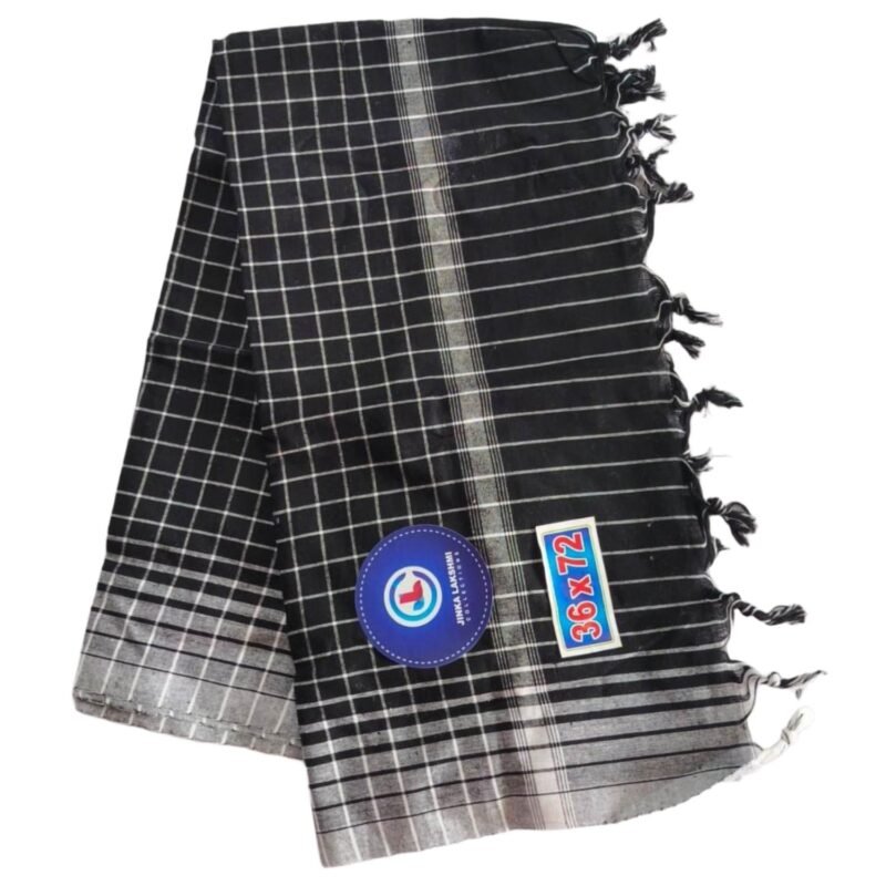 Black Soft Cotton Long Bath Towel 36x72 Unfolded