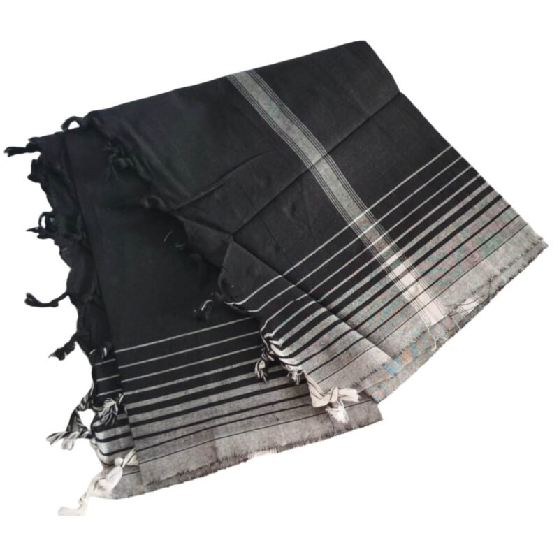 Black Soft Cotton Long Bath Towel 36x72 Unfolded1