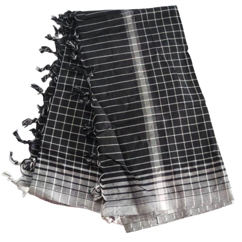 Black Soft Cotton Long Bath Towel 36x72 Unfolded1