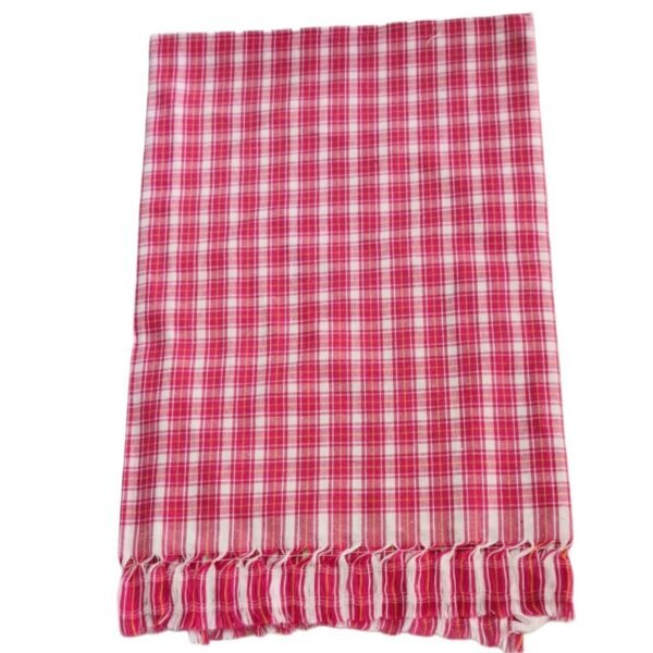 Checks Cotton Long Bath Towel 30x60 Folded