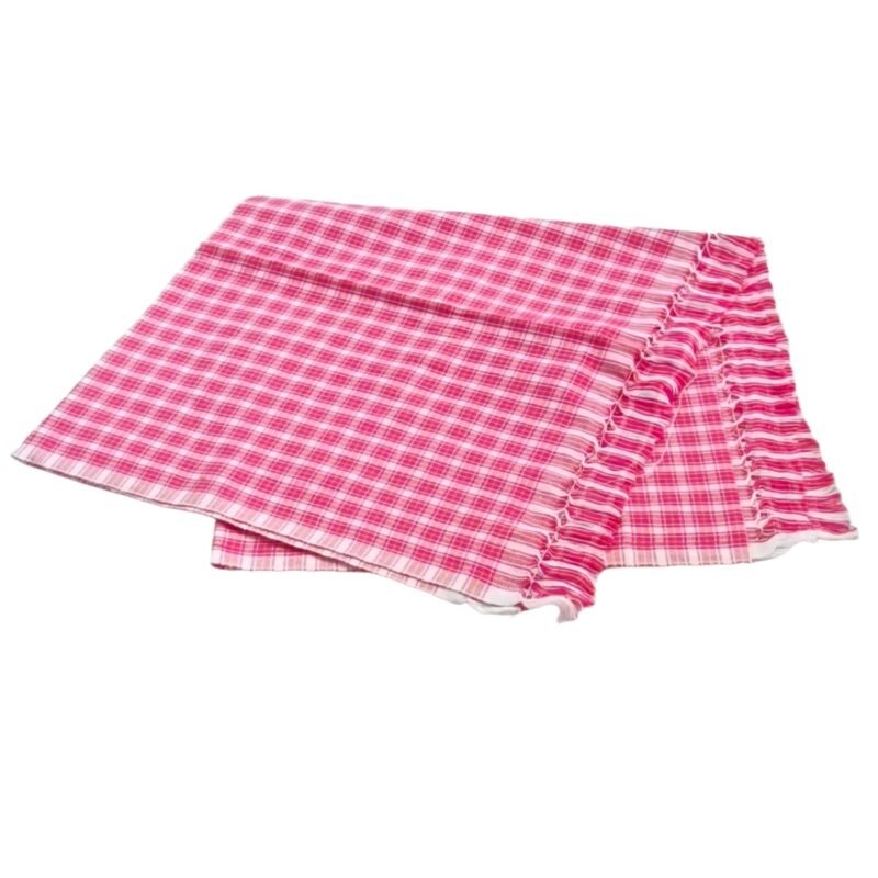 Checks Cotton Long Bath Towel 30x60 Unfolded1