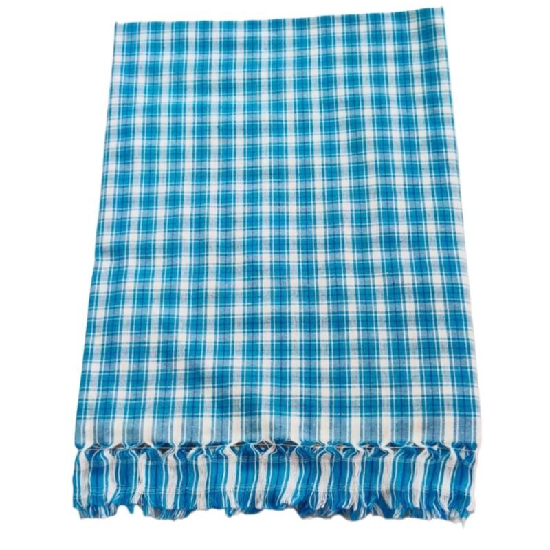 Checks Cotton Long Bath Towel Folded