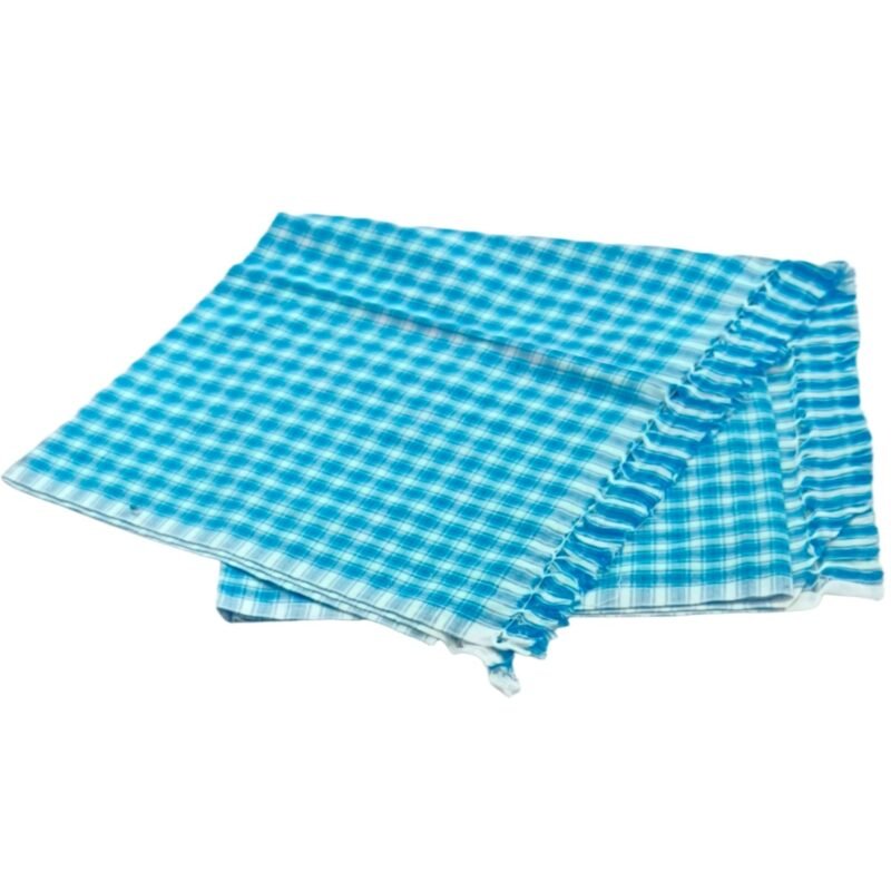 Checks Cotton Long Bath Towel Unfolded1