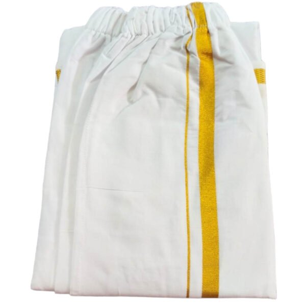 Velcro Elastic White Cotton Lungi 2 Meters Folded