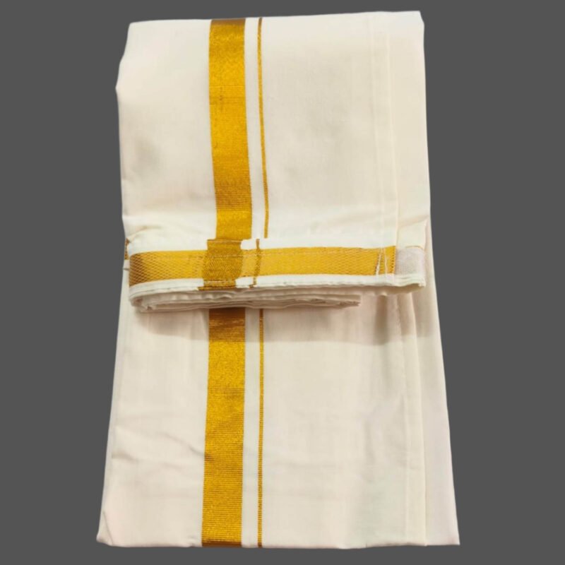 Velcro Cream Cotton Lungi 2 Meters Unfolded1