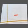 White Cotton Dhoti 4 Meters With Gold Zari Border Unstitched Folded