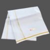 White Cotton Dhoti 4 Meters With Gold Zari Border Unstitched Unfolded1