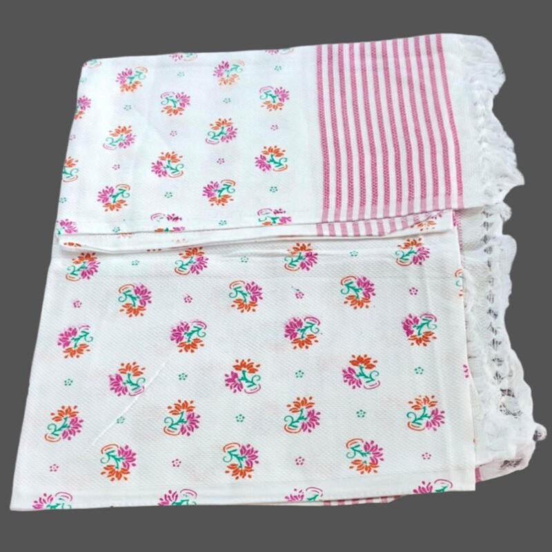 White Cotton Long Bath Towel 30x60 Unfolded
