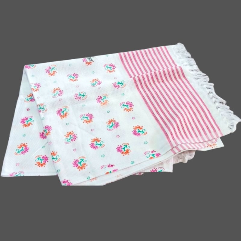 White Cotton Long Bath Towel 30x60 Unfolded1