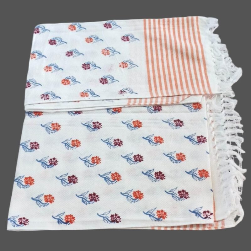 White Cotton Soft Long Bath Towel Unfolded